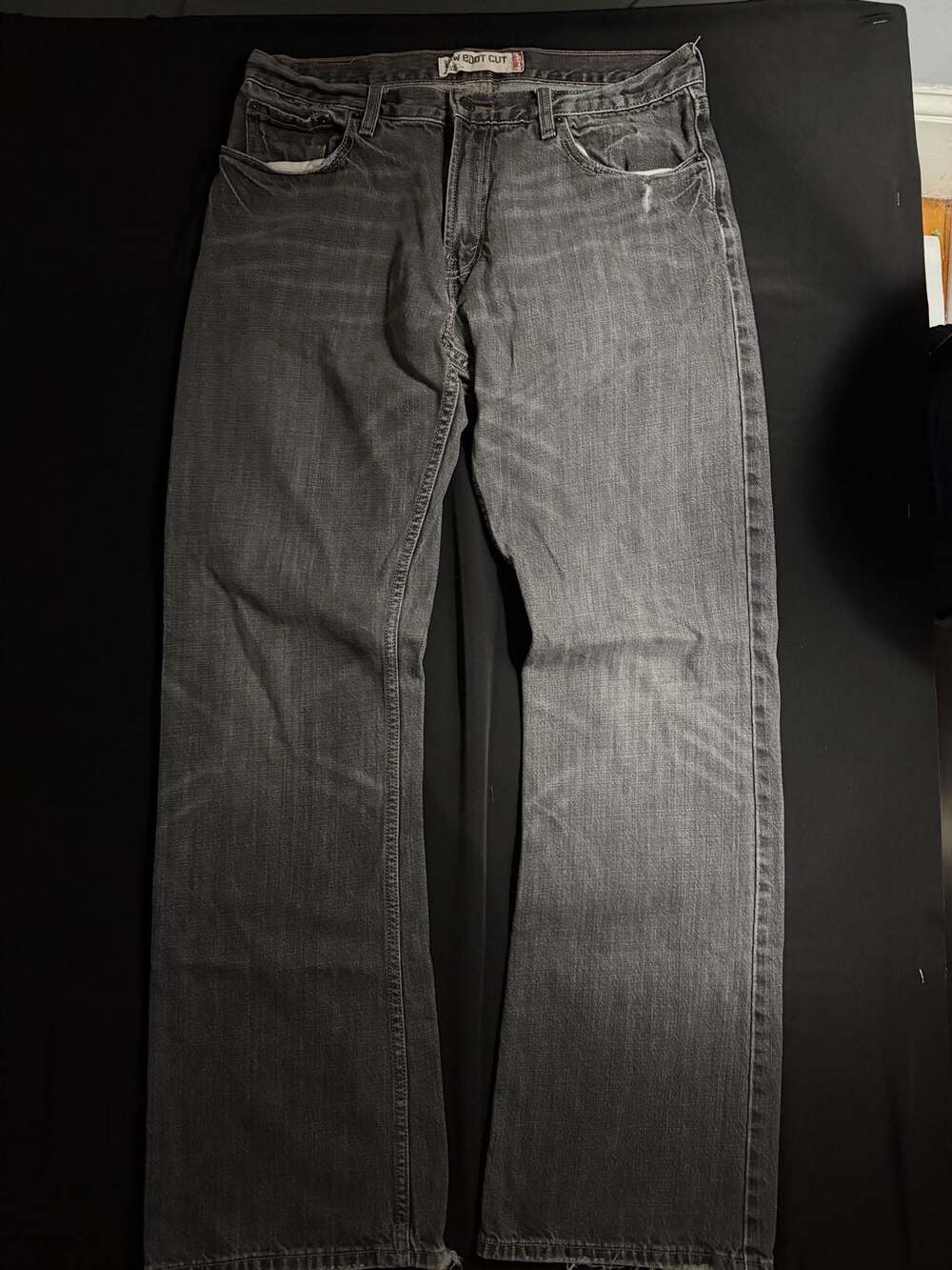Levi's 527 Low Boot Cut Faded Black Denim Jeans Size 34x34